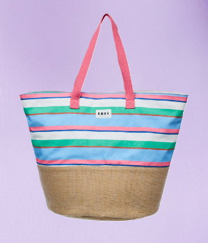 Roxy Strandtasche sportlicher Stil, für Erwachsene, aus Baumwollmischung in CLOUD DANCER CLASSIC STRIPE 