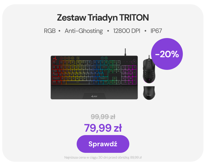 Nowy Zestaw Triadyn TRITON Gamingowa Klawiatura TARVOS RGB Anti-Ghosting i Mysz TELESTO 12800 DPI HUANO Oprogramowanie Dla Gracza