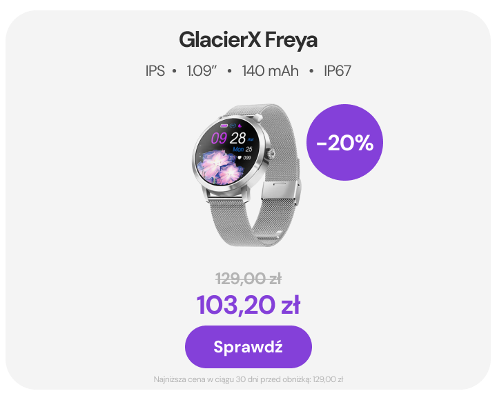 Nowy smartwatch GlacierX Freya GX-FS20