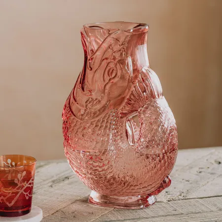 Orange Glass Large Fish Vase
