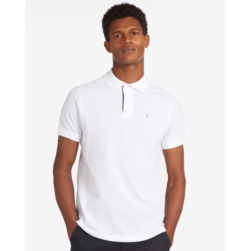 Barbour Tartan Pique Mens Polo - White/Dress