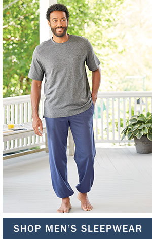Shop Men's Sleepwear. Men's Comfort Knit Elastic-Leg Cotton Pajama Pants