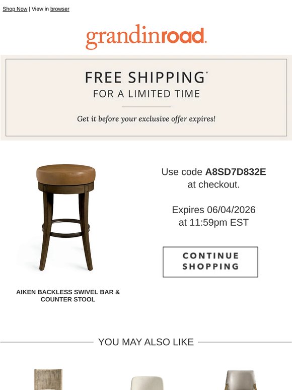 FREE SHIPPING just for you!