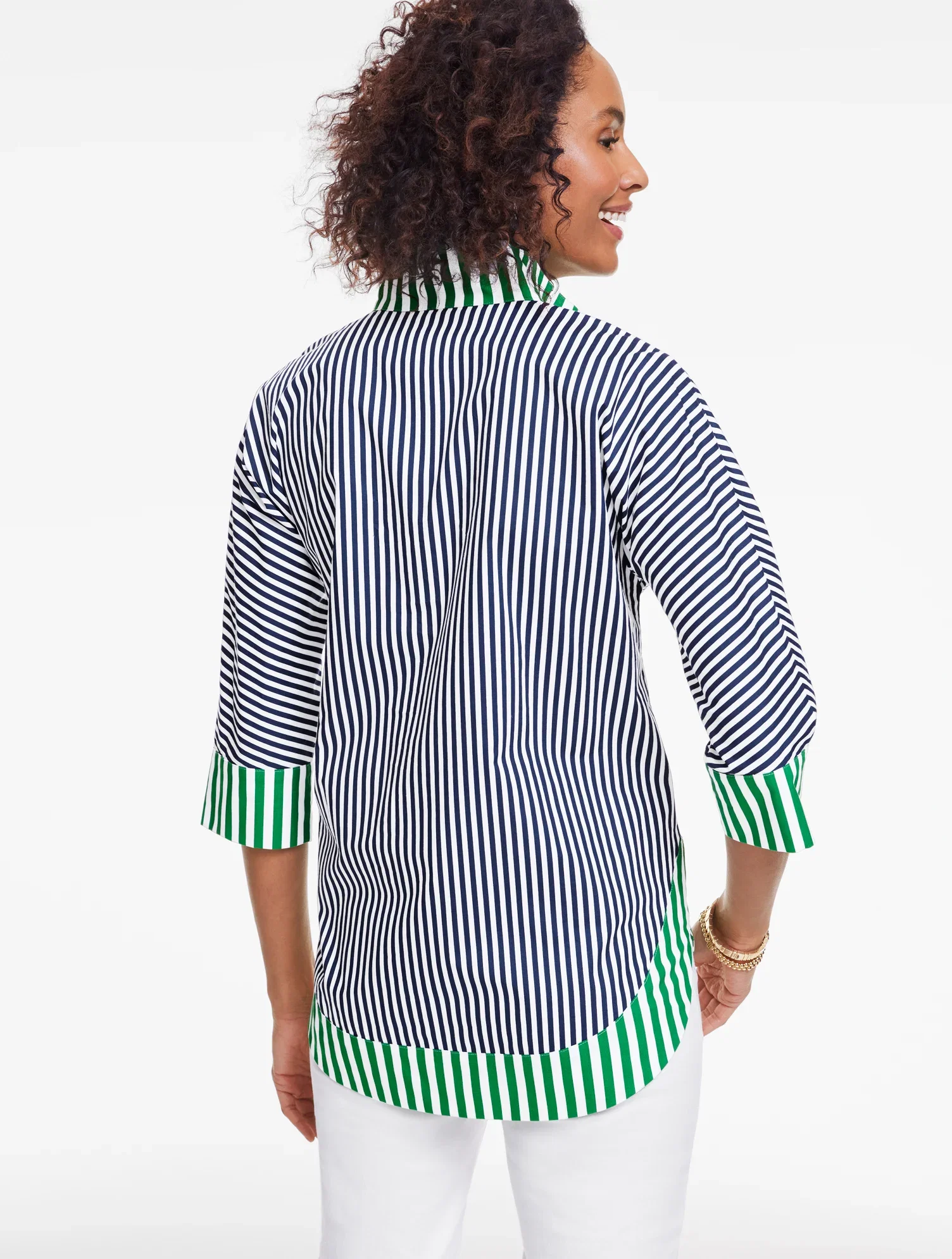 Image of Dolman Sleeve Poplin Tunic - Mixed Stripe
