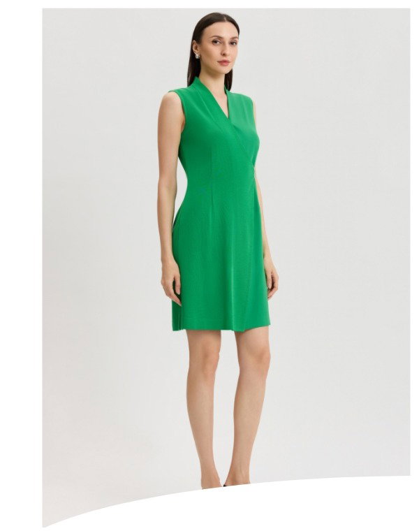 Mixed Media Faux Wrap Dress