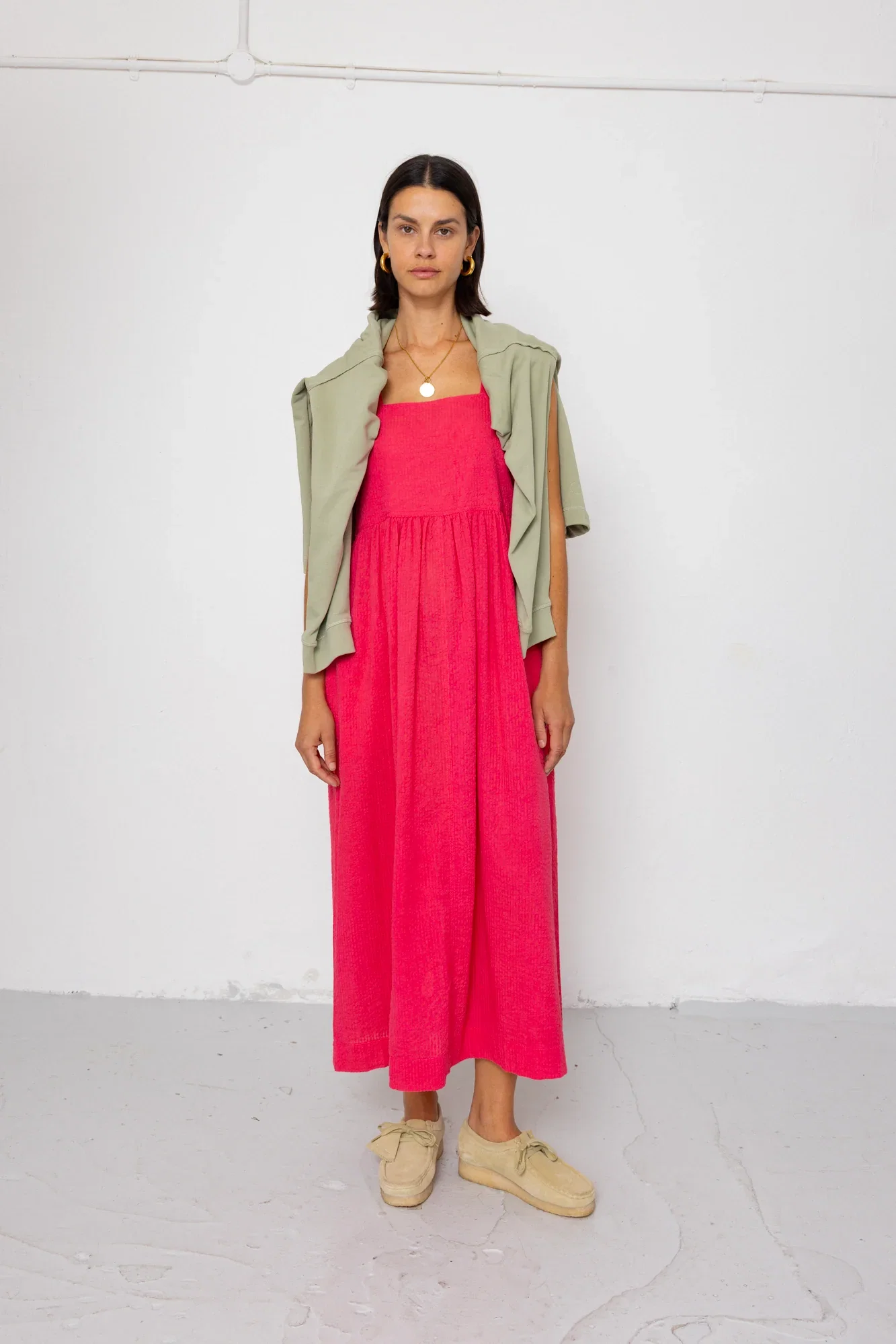 Image of Midi Day Dress - Rose Red