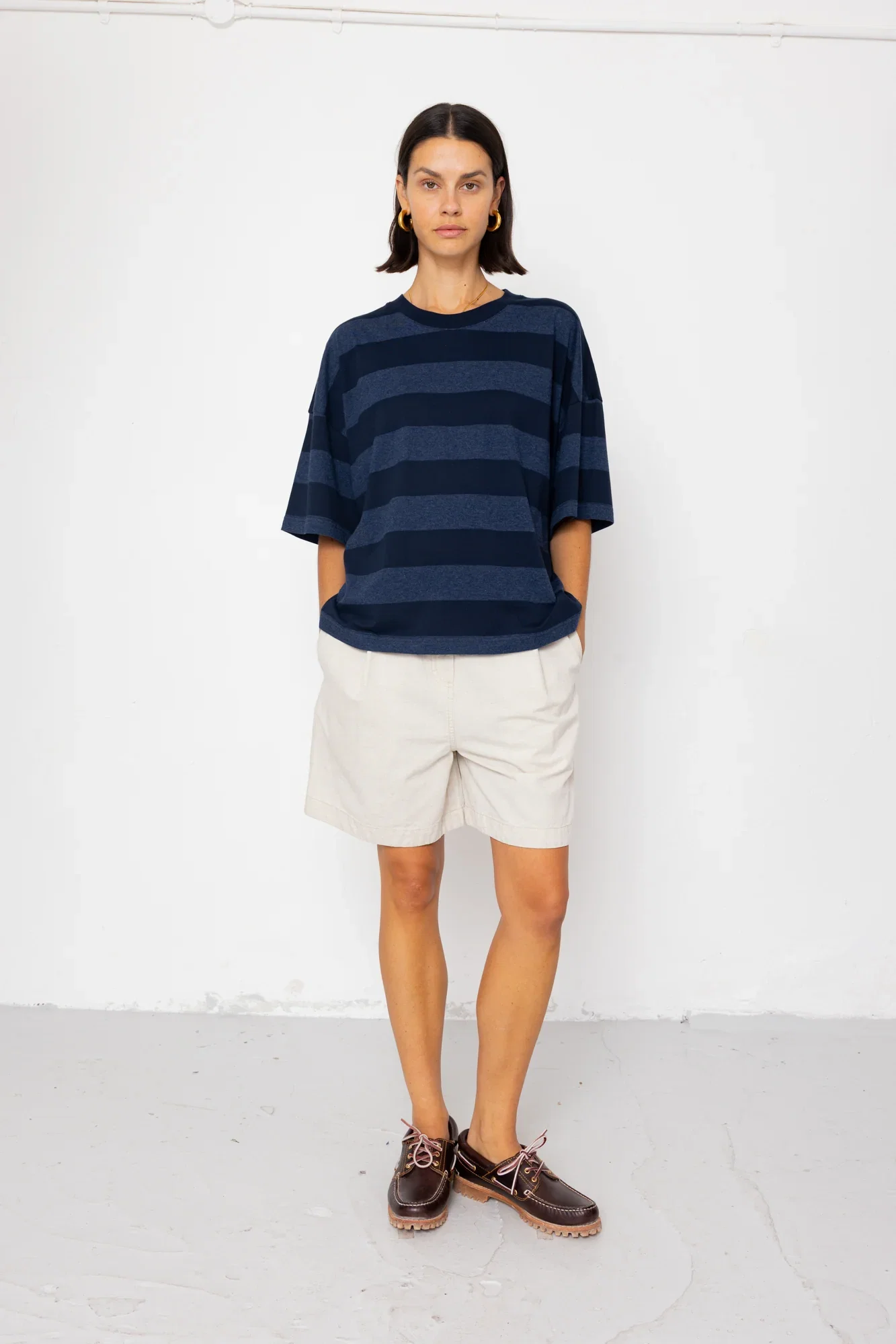 Image of Boyfriend T-Shirt - Navy / Blue Stripe