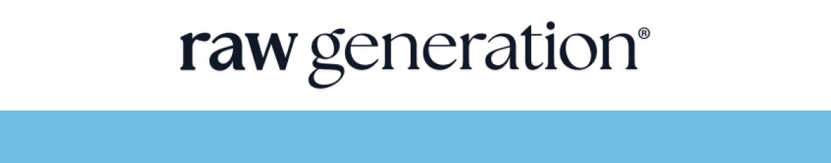 Raw generation logo with a blue background.