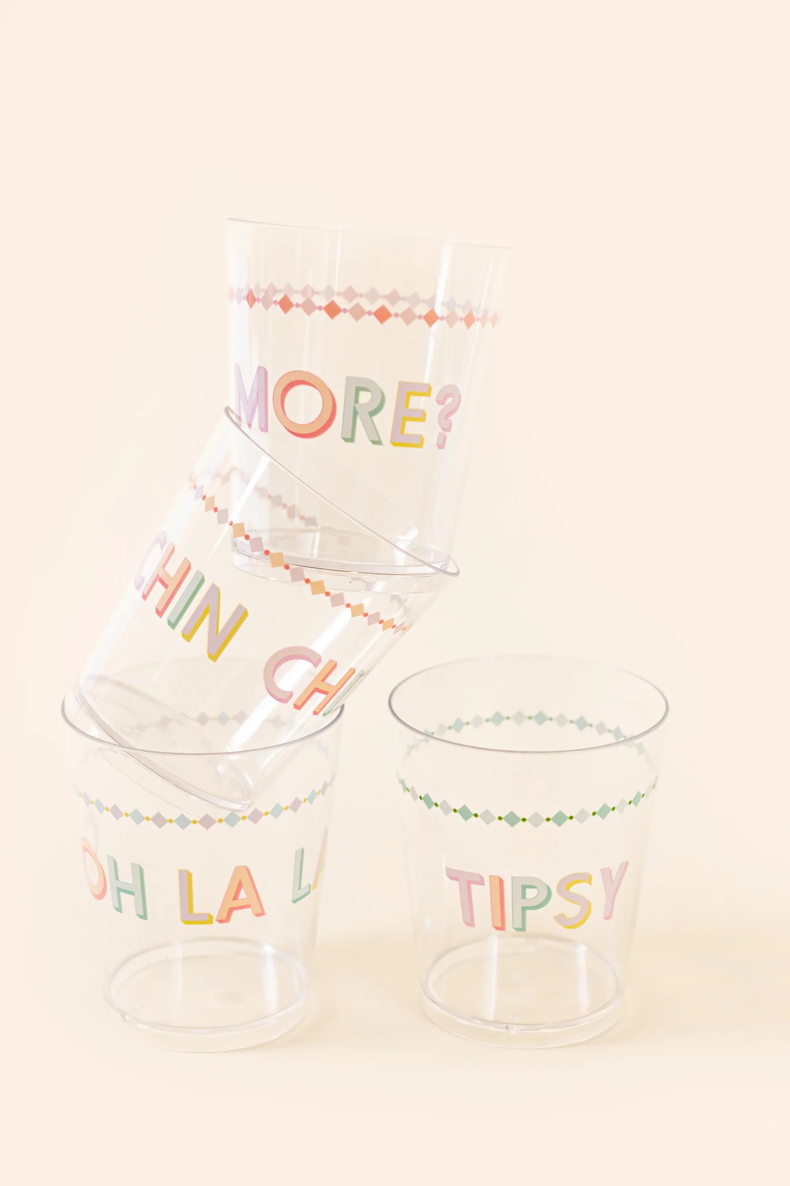 Image of Yvonne Ellen Slogan Plastic Tumbler Glasses (Set of 4)