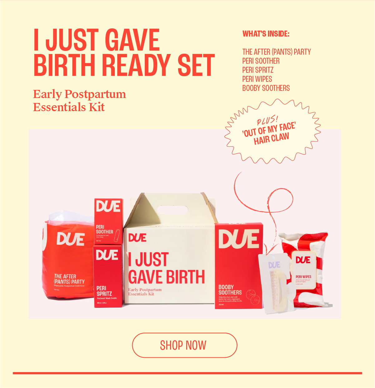 I just gave birth ready set. Early postpartum essentials kit. Shop now
