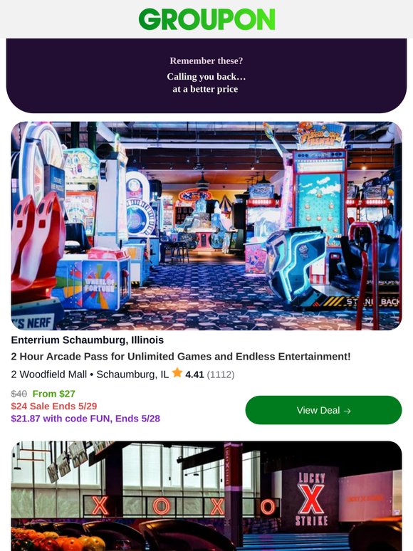 2 Hour Arcade Pass for Unlimited Games and Endless Entertainment! - Promo Code savings inside. Check it out.