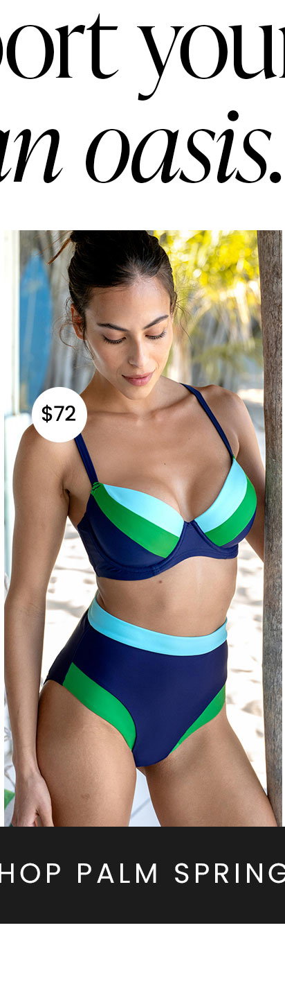 Palm Springs Padded Underwired Convertible Top - Navy/Green