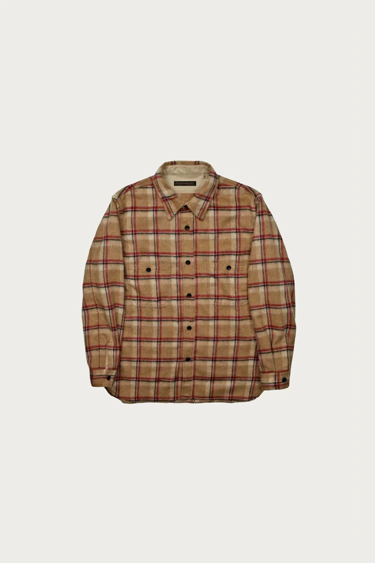 Image of Wool Shaggy Check Work Shirt - Beige