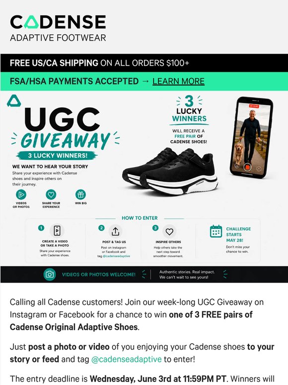 UGC Giveaway: 3 Free Pairs of Adaptive Shoes