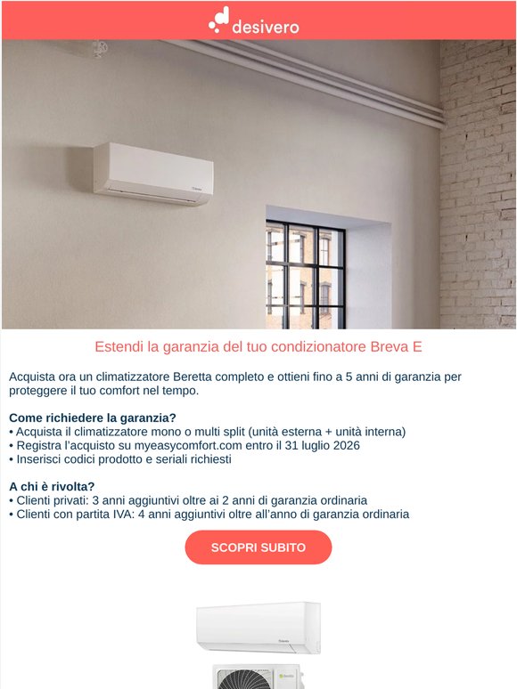 Acquista ed estendi la garanzia del tuo condizionatore Breva E
