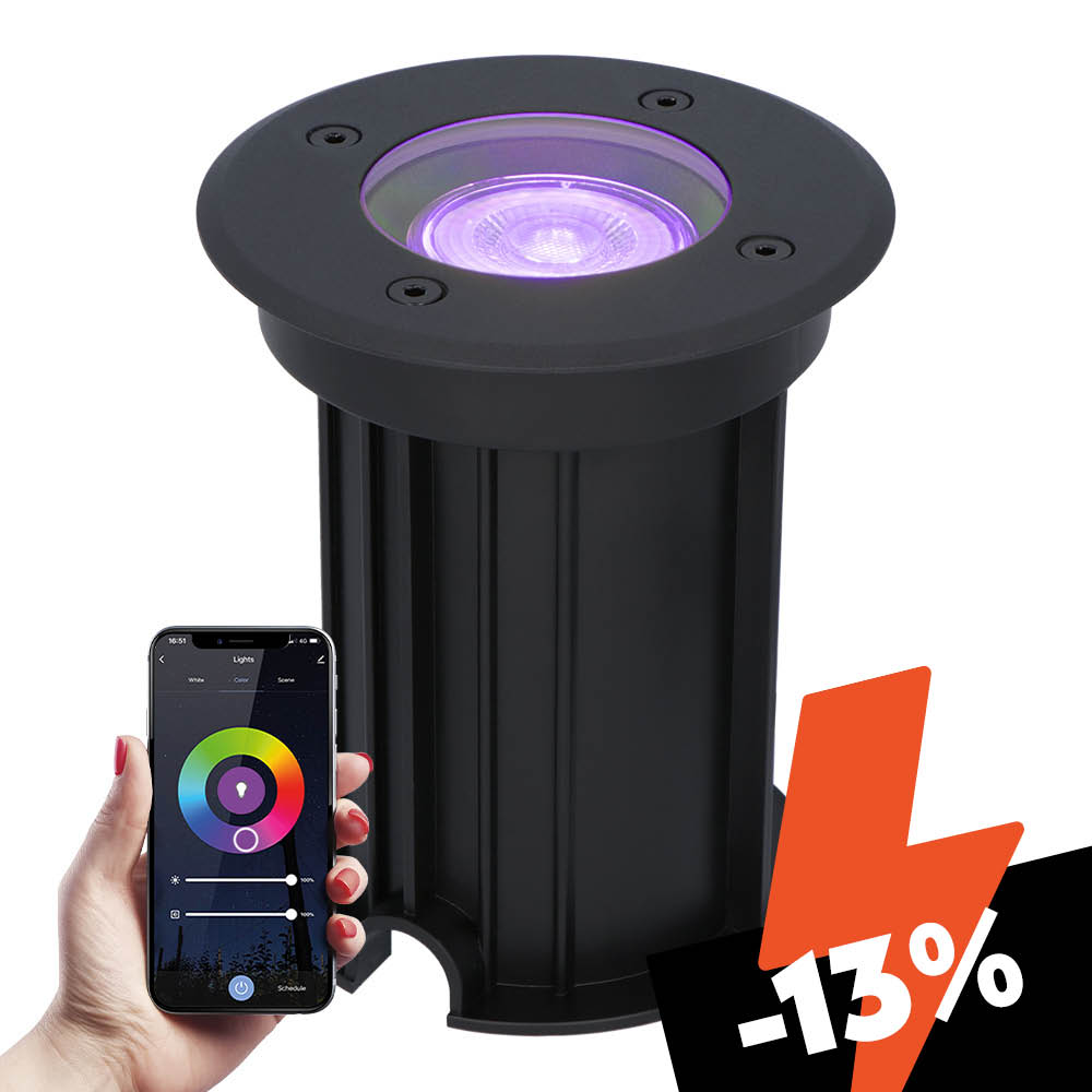 Maisy black RGBWW inground spotlight