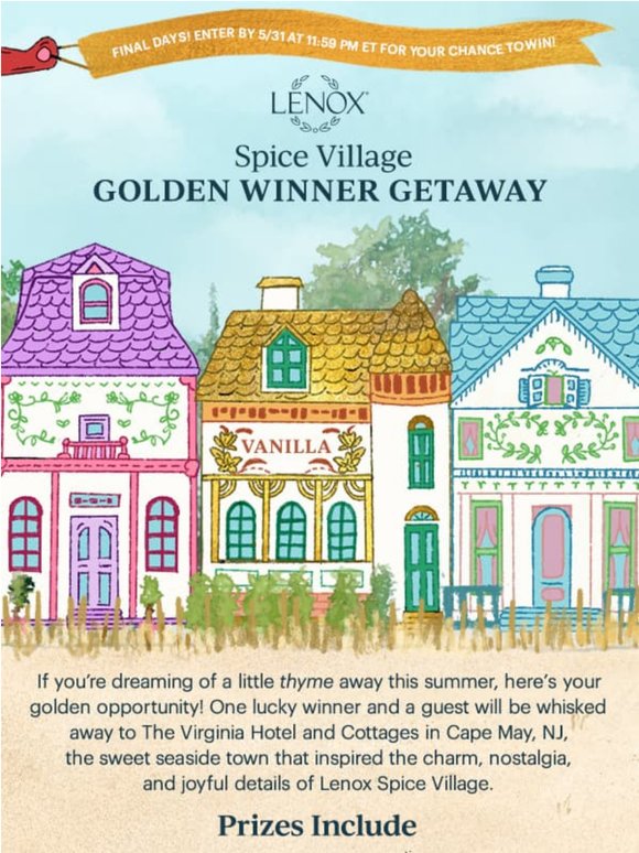 Final Days to Enter Spice Village Sweepstakes!