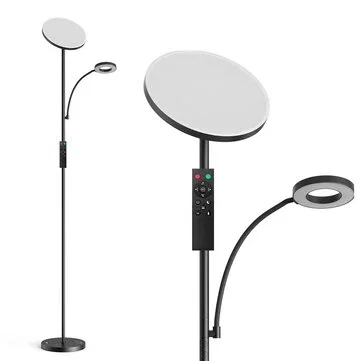 BlitzWill® BWL-FL-0001 36W Two-Head Floor Lamp With Remote Control 2700K~6500K Color Temperature 10 Levels Brightness AC100~240V