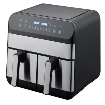 NovuLife 1800W Dual Zone Digital Air Fryer 9L Capacity 8 Preset Programs with LED Touch Display for Healthy Cooking Family Size