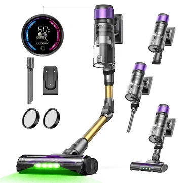 [EU Direct] Ultenic UU20 Cordless Stick Vacuum, 600W,55,000Pa Suction, 1.5L Dustbin, 60-Min Runtime, 65cm Bendable Wand, 7-Stage Filtration, Dynamic Interactive Display