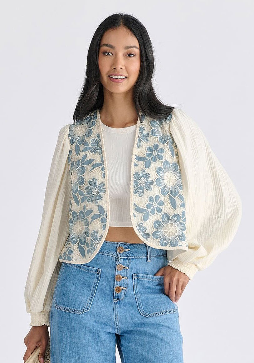Cutwork Embroidery Cheesecloth Jacket