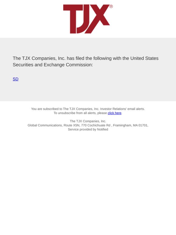 New SEC Document(s) for The TJX Companies, Inc.