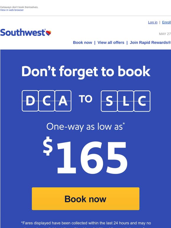 It's official. You've got a low fare to Salt Lake City!