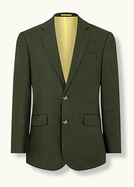Dark Green Wool and Linen Textured Jacket