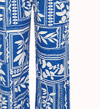 BLUE LEAF PRINT WIDE LEG CULOTTES