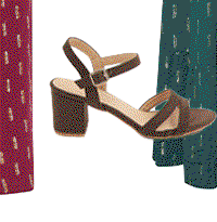 BROWN FAUX SUEDE MID BLOCK HEEL