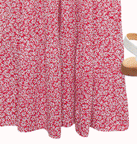 RED FLORAL PRINT TIERED MAXI DRESS