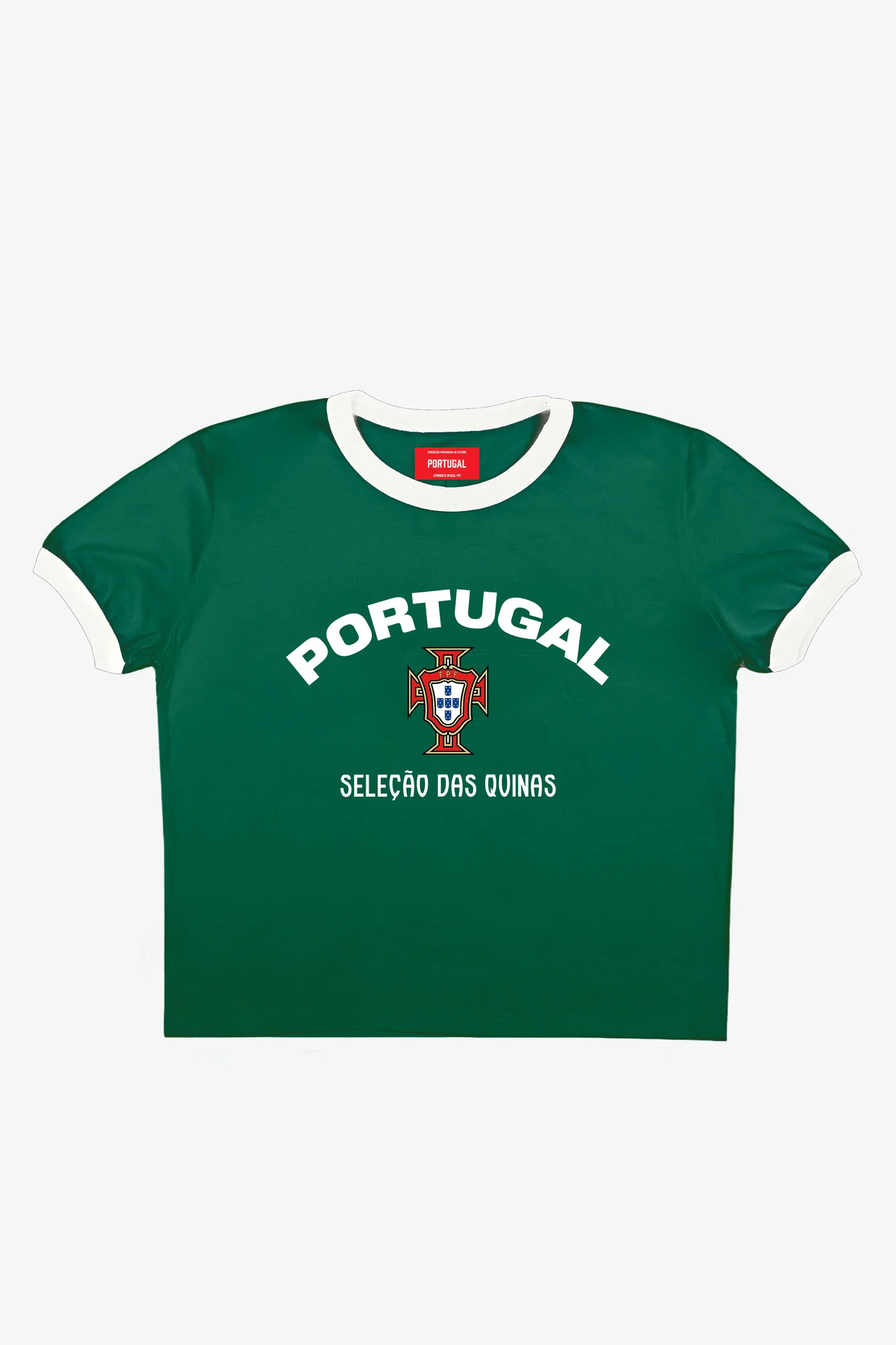 Image of Portugal Cropped Ringer T-Shirt - Green