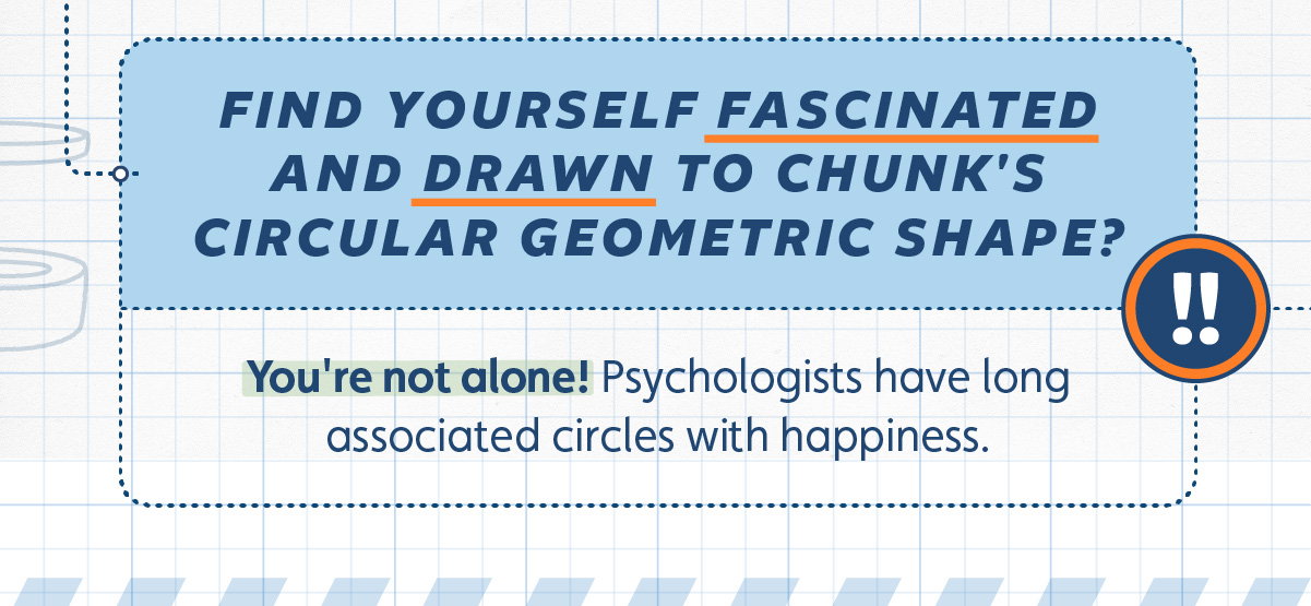 Find yourself fascinated and drawn to Chunk's circular geometric shape? You're not alone! Psychologists have long associated circles with happiness.