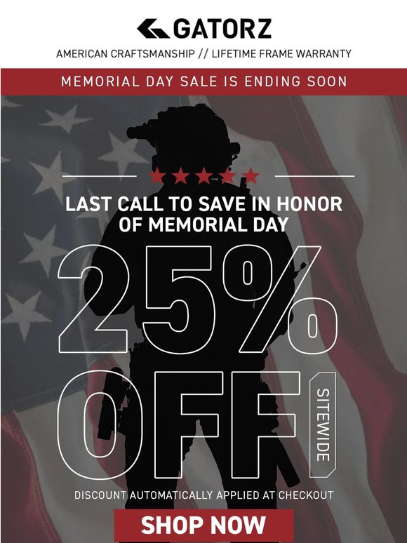 Tomorrow It's Gone. 25% Off Sitewide Ends May 29