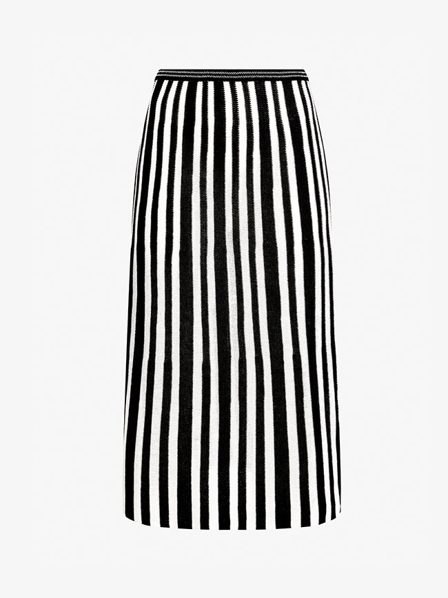 Isley Skirt in Cotton Rib in Black/offwhite