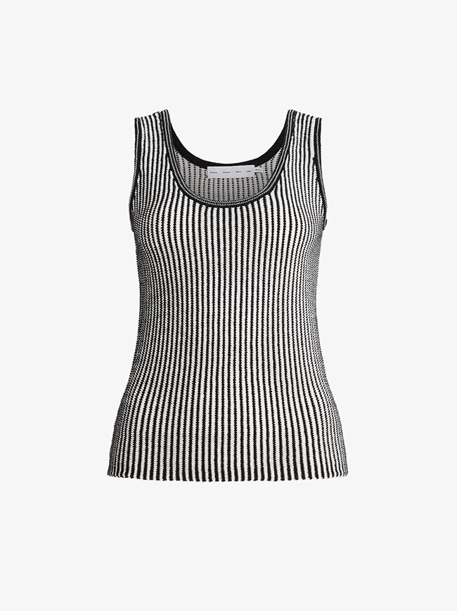 Lennox Top in Cotton Rib in Black/off white