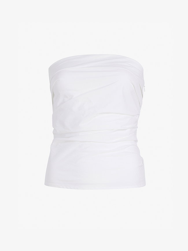 Maisy Strapless Top in Poplin in white