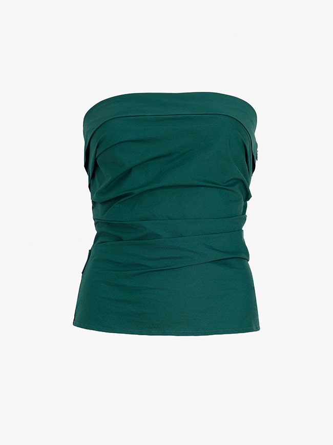 Maisy Strapless Top in Poplin in spruce