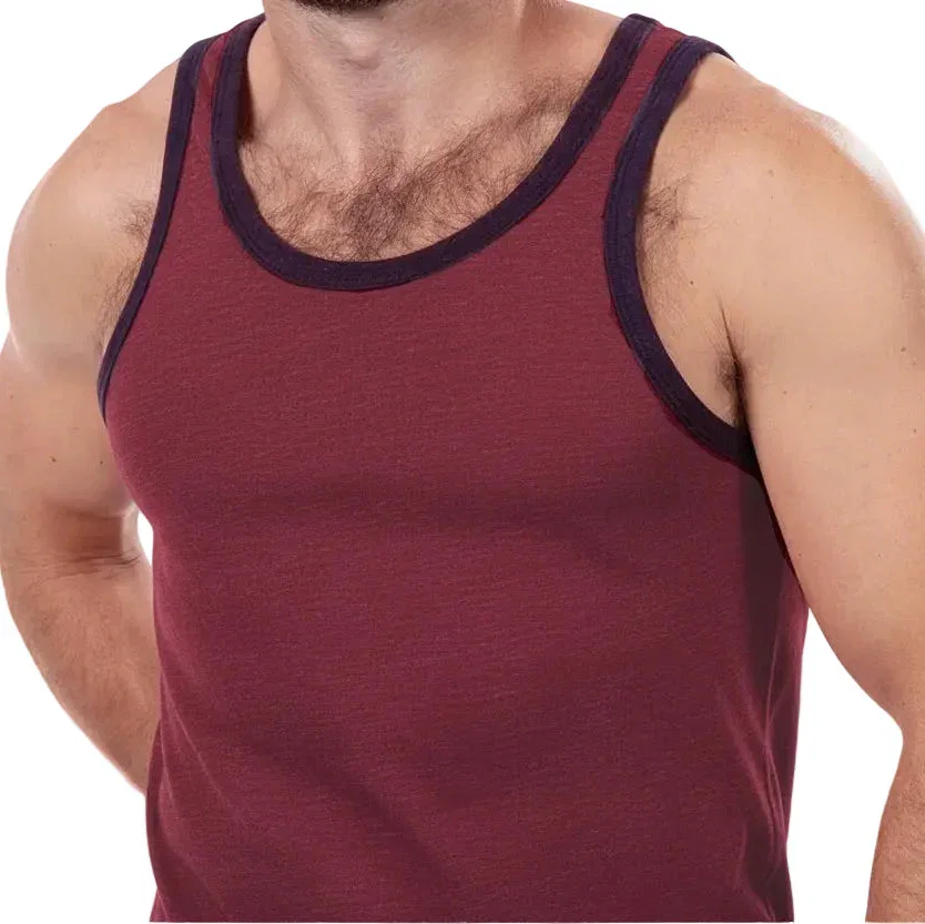 Image of "Varsity Tank" Tri-Blend Tank Top in Red Wine Heather