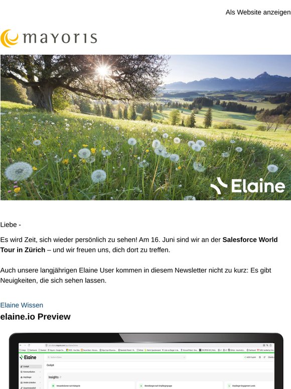 Gute Nachrichten von Elaine & eine Einladung! Sehen wir uns?