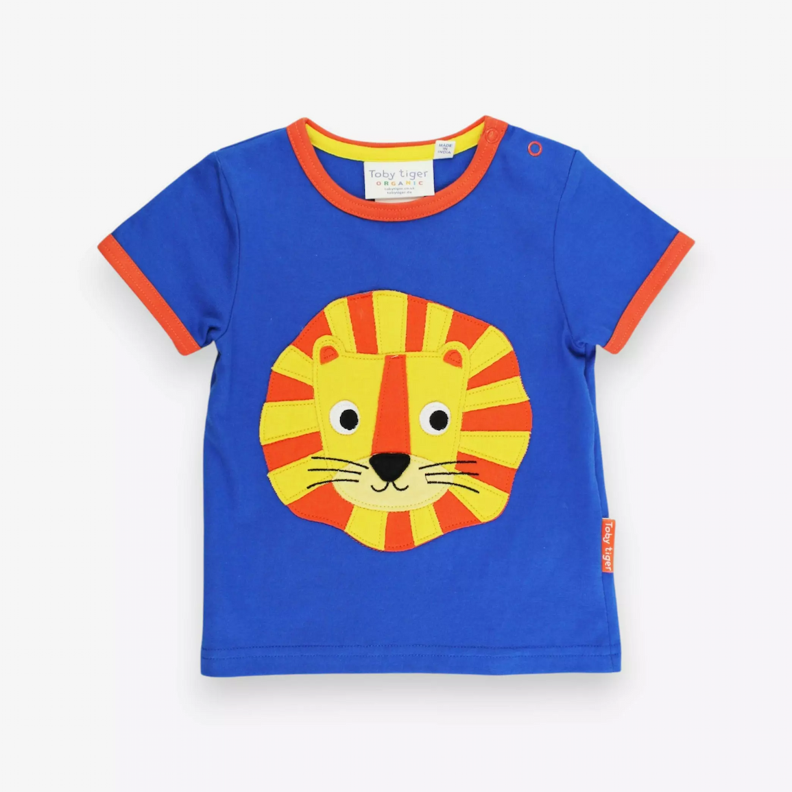 Toby Tiger Organic Lion Head Applique Short-Sleeved T-Shirt
