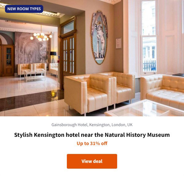 Stylish Kensington hotel near the Natural History Museum