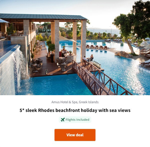 5* sleek Rhodes beachfront holiday with sea views