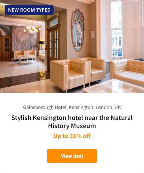 Stylish Kensington hotel near the Natural History Museum