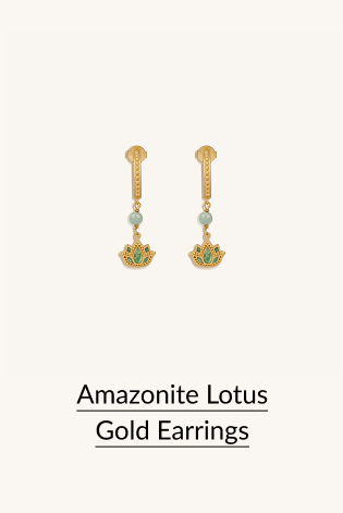Amazonite Lotus Gold Earrings