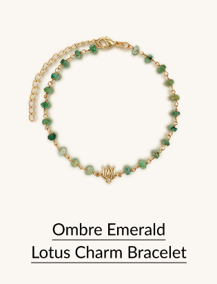 Ombre Emerald Lotus Charm Bracelet