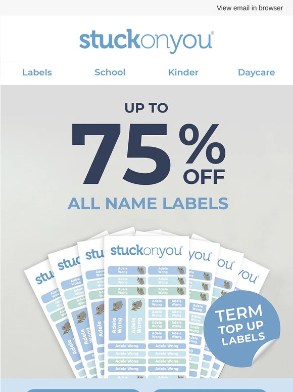 🎉 Enjoy Up to 75% Off Name Labels!