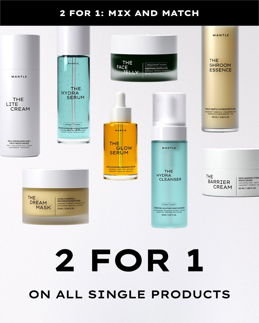 2 for 1 on all single products