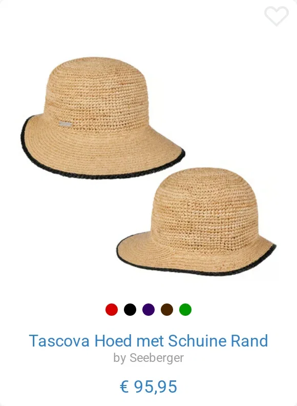 Tascova Hoed met Schuine Rand by Seeberger