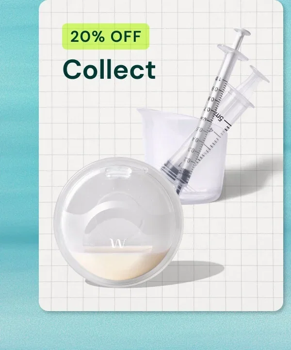 Willow milk collection container and syringe with 20% OFF Collect text.